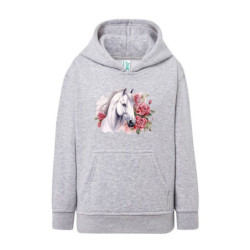 Biały koń i piękne róże Bluza dziecięca z kapturem 290g