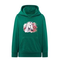 Biały koń i piękne róże Bluza dziecięca z kapturem 290g