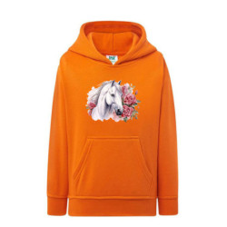 Biały koń i piękne róże Bluza dziecięca z kapturem 290g