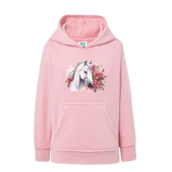 Biały koń i piękne róże Bluza dziecięca z kapturem 290g