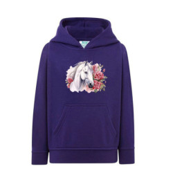 Biały koń i piękne róże Bluza dziecięca z kapturem 290g