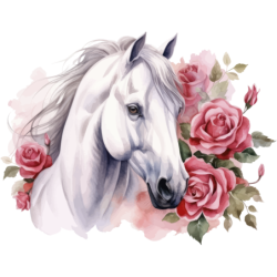 Biały koń i piękne róże Bluza dziecięca z kapturem 290g