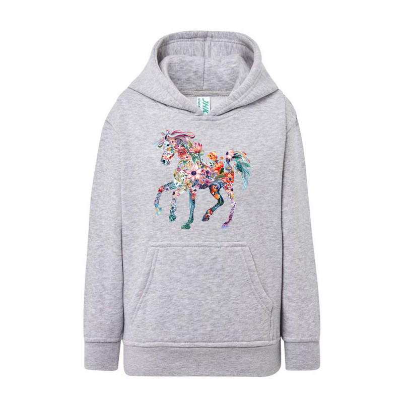 Piękny kwiecisty koń Bluza dziecięca z kapturem 290g