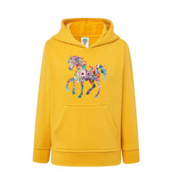 Piękny kwiecisty koń Bluza dziecięca z kapturem 290g