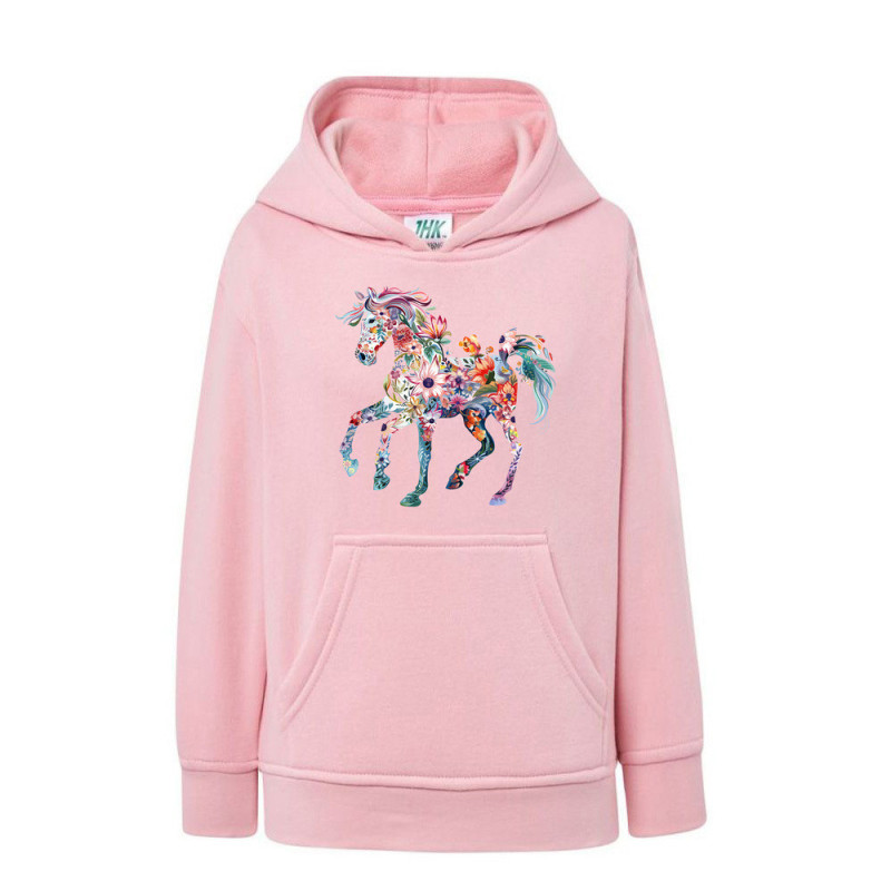 Piękny kwiecisty koń Bluza dziecięca z kapturem 290g