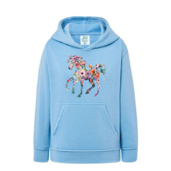 Piękny kwiecisty koń Bluza dziecięca z kapturem 290g