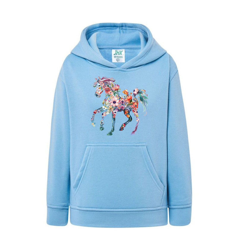Piękny kwiecisty koń Bluza dziecięca z kapturem 290g