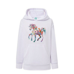 Piękny kwiecisty koń Bluza dziecięca z kapturem 290g