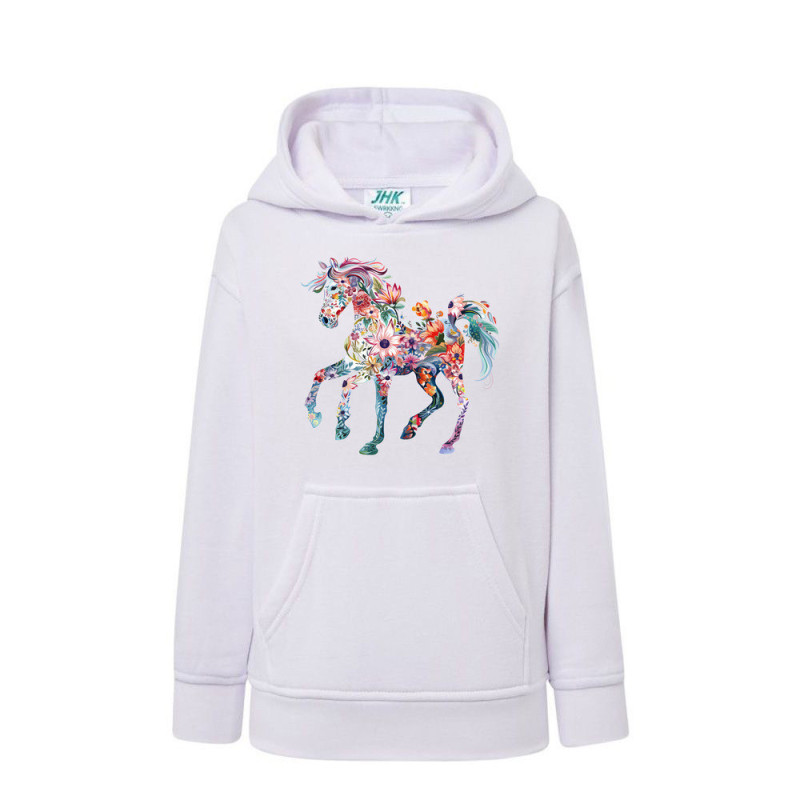 Piękny kwiecisty koń Bluza dziecięca z kapturem 290g