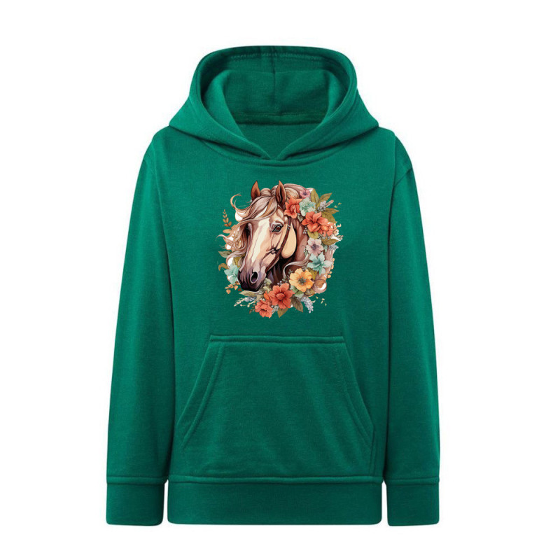 Piękny koń z wiankiem Bluza dziecięca z kapturem 290g
