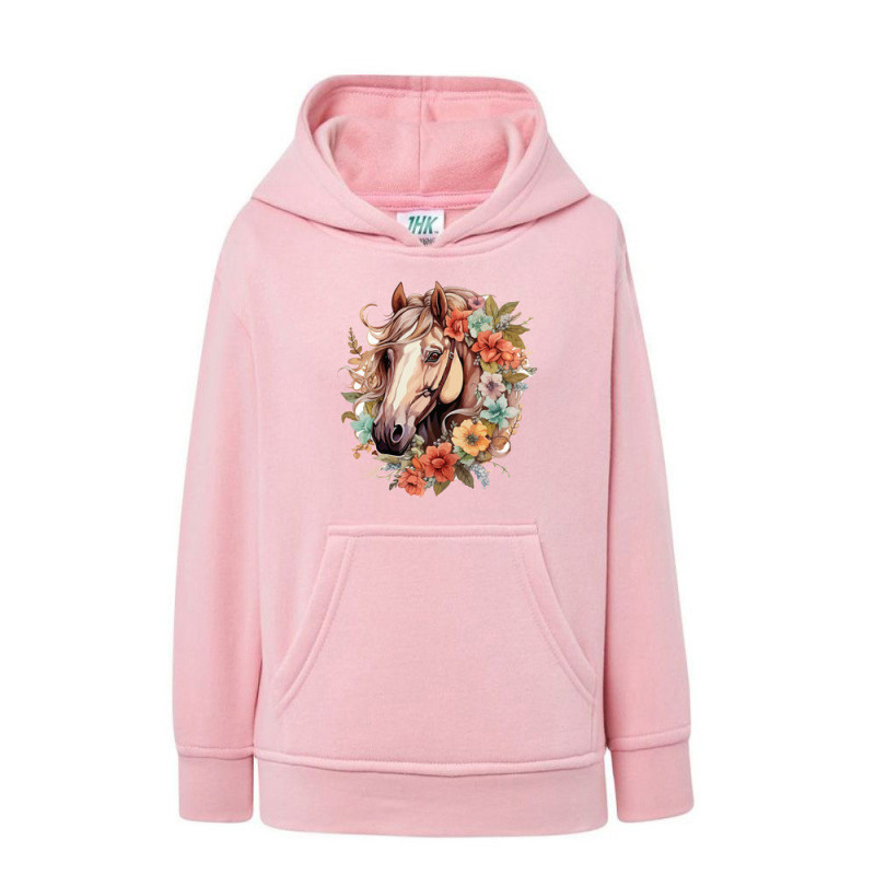 Piękny koń z wiankiem Bluza dziecięca z kapturem 290g