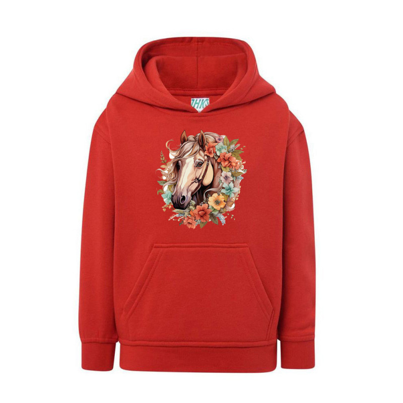 Piękny koń z wiankiem Bluza dziecięca z kapturem 290g
