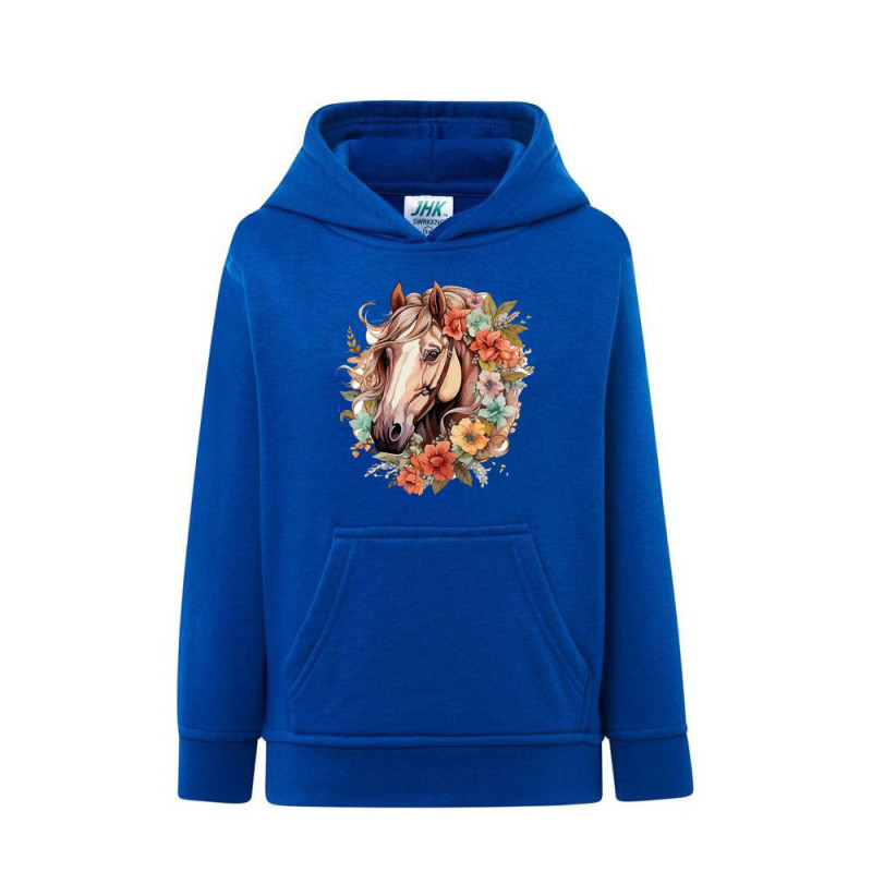 Piękny koń z wiankiem Bluza dziecięca z kapturem 290g