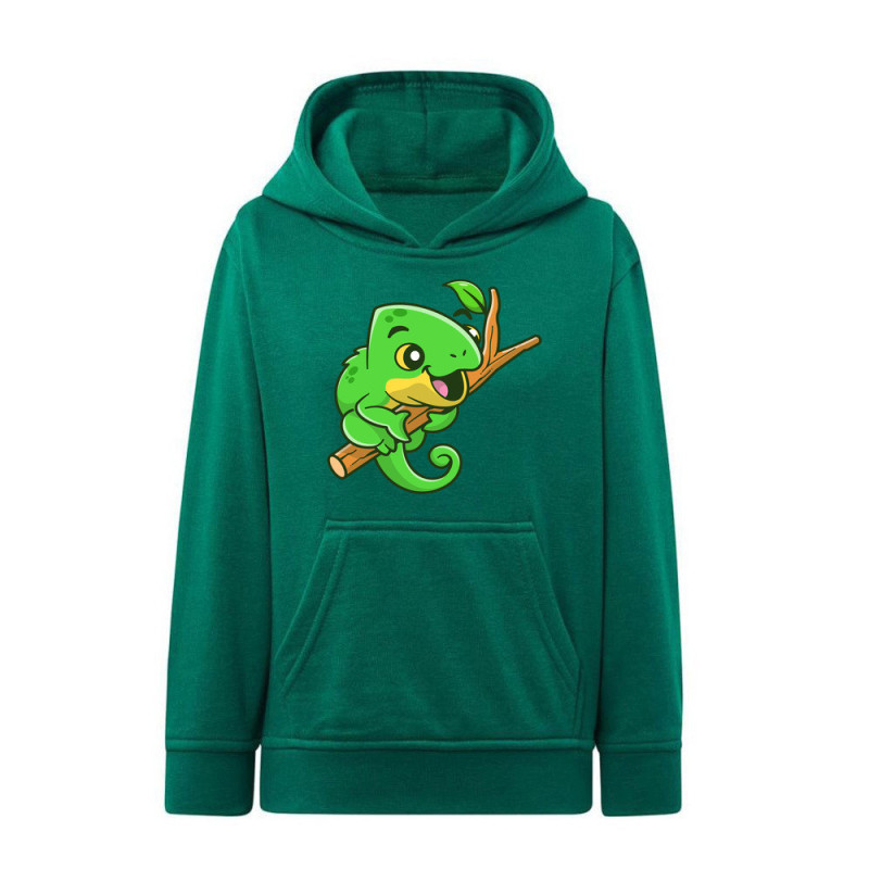 Słodki zielony mały kameleon Bluza dziecięca z kapturem 290g
