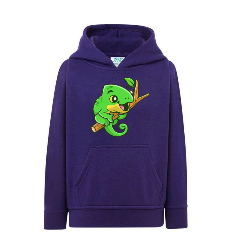 Słodki zielony mały kameleon Bluza dziecięca z kapturem 290g