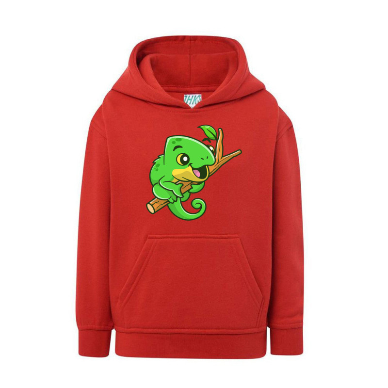 Słodki zielony mały kameleon Bluza dziecięca z kapturem 290g