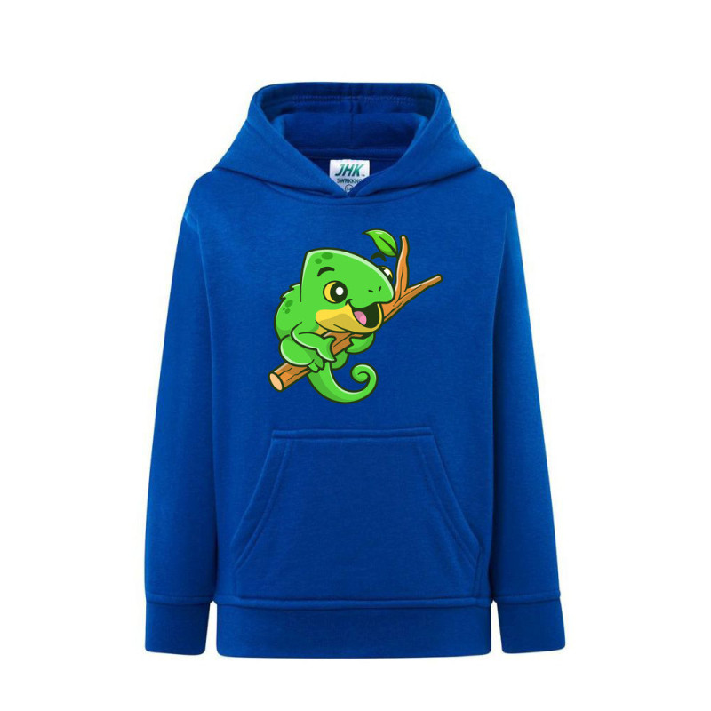 Słodki zielony mały kameleon Bluza dziecięca z kapturem 290g